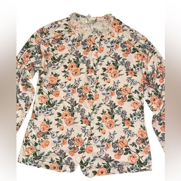 Vintage Gold Tag Victorias Secret 100% Cotton Floral Pajama Set - Size Small - Picture 3 of 10